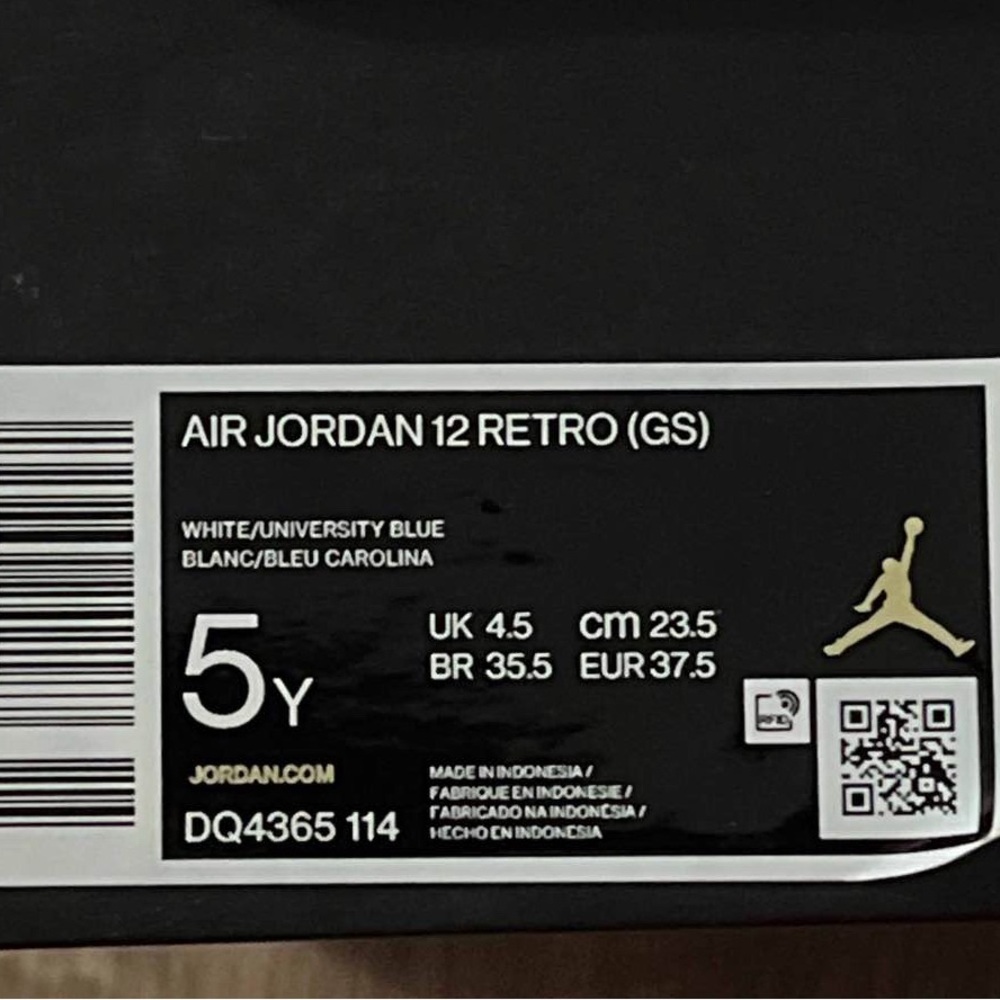 Jordan 12 Retro GS in White and University Blue